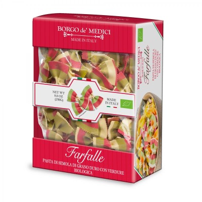 Βιολογικά Ζυμαρικά Farfalle με Λαχανικά Πολύχρωμα Borgo di Medici 250gr