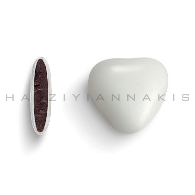 Κουφέτα Καρδιά Μεσαία Λευκό Γυαλισμένο Hatziyiannakis 4kg