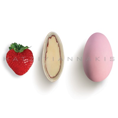 Κουφέτα Choco Almond Φράουλα Xρώμα Ροζ Ανοιχτό, Ματ Hatziyiannakis 4kg