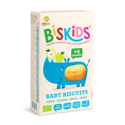 Βιολογικά Βρεφικά Μπισκότα Biskids Ολικής Άλεσης με Χυμό Μήλο +6 μηνών Belkorn 120gr