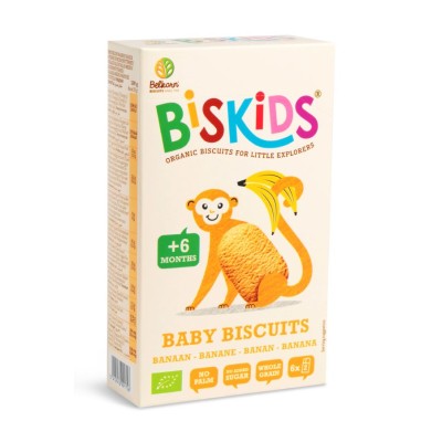 Βιολογικά Βρεφικά Μπισκότα Biskids Ολικής Άλεσης με Χυμό Μπανάνα +6 μηνών Belkorn 120gr