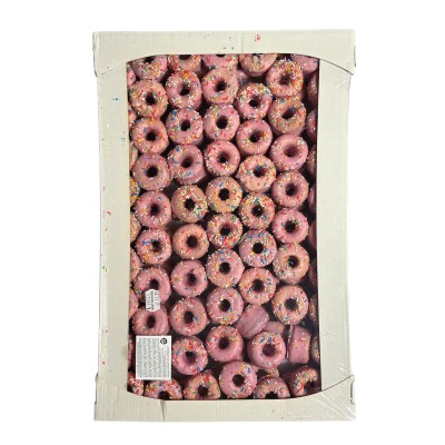 Mini Donuts με Επικάλυψη Φράουλας (150τμχ) Little Happy 2kg