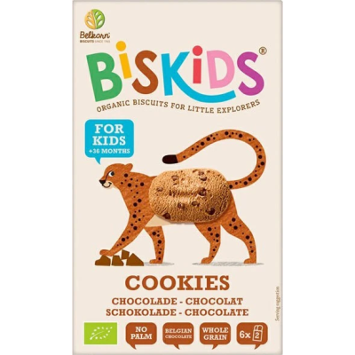 Βιολογικά Παιδικά Μπισκότα Biskids Ολικής Άλεσης και Όλυρας (Ντίνκελ) με Σοκολάτα +36 μηνών Belkorn 120gr