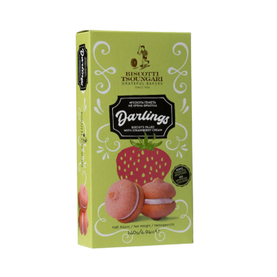 Μπισκότα Γεμιστά με Κρέμα Φράουλα Biscotti Tsoungari 140gr