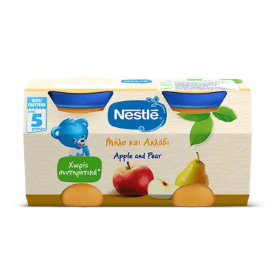Βρεφική Φρουτόκρεμα με Μήλο & Αχλάδι 5+ μηνών Nestle (2x125gr)