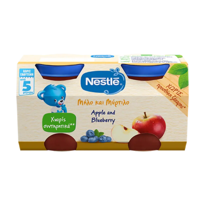 Βρεφική Φρουτόκρεμα με Μήλο & Μύρτιλο 5+ μηνών Nestle (2x125gr)
