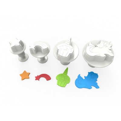 Σετ 4 Πλαστικά Κουπάτ Unicorn Με Έμβολο Sweetbay 2-2,8-3,4-4,1cm