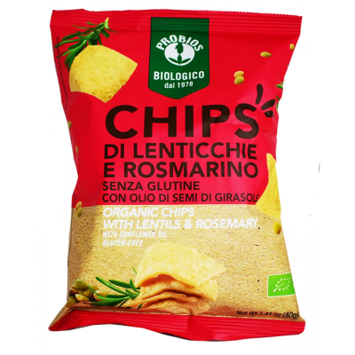 Βιολογικά Chips Φακής με Δενδρολίβανο Χωρίς Γλουτένη Probios 40gr