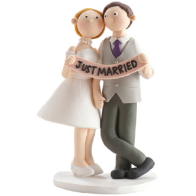 Γαμήλια Κορυφή Τούρτας Νυφικό Ζευγάρι "Just Married" 14cm