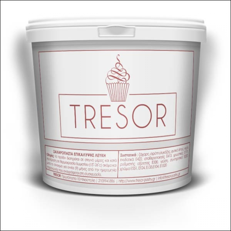 Πάστα ζάχαρης λευκή με γεύση marshmellow 250gr. Tresor Πάστα ζάχαρης λευκή με γεύση marshmellow 250gr. Tresor