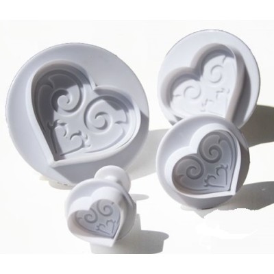 Κουπάτ Καρδιές 3D Με Ελατήριο   x4 16,19,22,18mm