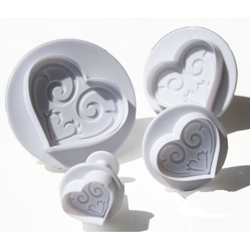 Κουπάτ Καρδιές 3D Με Ελατήριο   x4 16,19,22,18mm