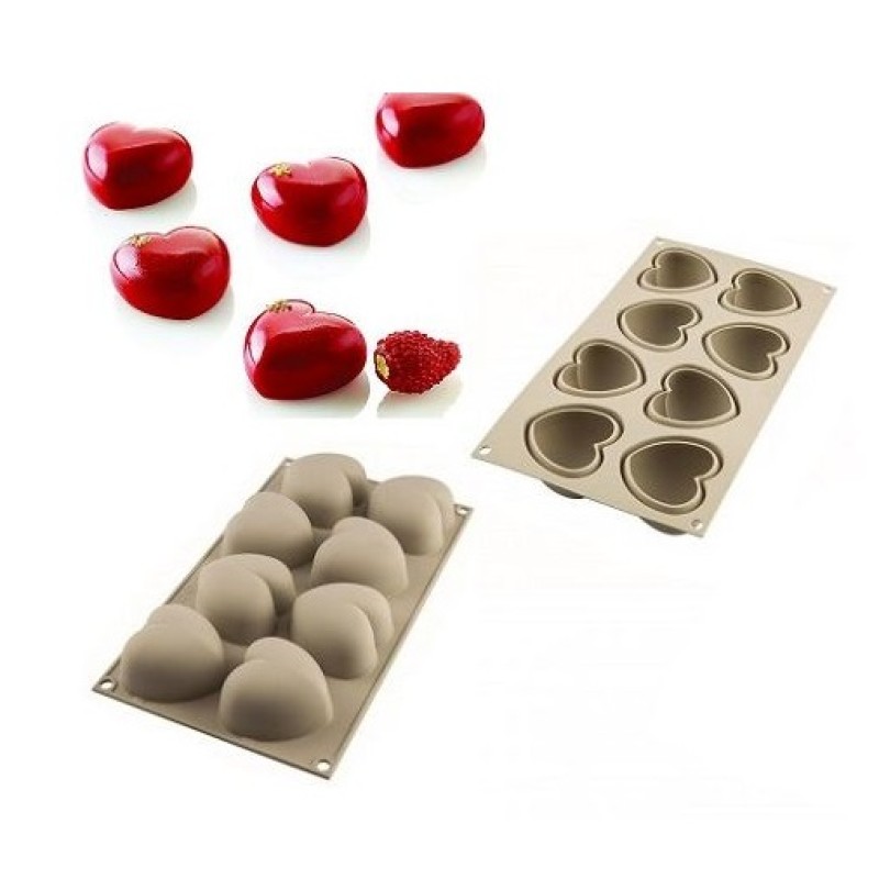 Ταψί Σιλικόνης 3D Καρδιές Μίνι (8 Θέσεων) 63x65x38mm Ταψί Σιλικόνης 3D Καρδιές Μίνι (8 Θέσεων) 63x65x38mm