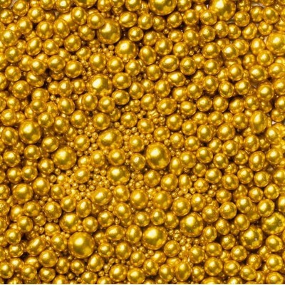 Βρώσιμες Πέρλες Mix Μεταλλικές Χρυσές Antique Gold 3,5,7,10χιλ 90gr SugarCraft 