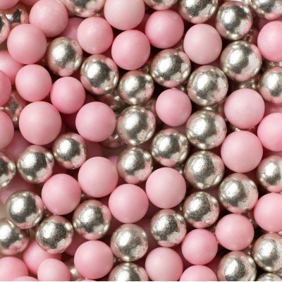 Βρώσιμες Πέρλες Ροζ  Ασημί 10χιλ 90gr SugarCraft 