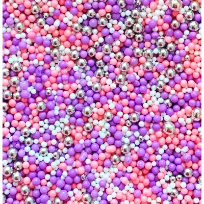 Βρώσιμες Πέρλες Mini Mix Ροζ Μωβ Λευκό Ασημί 90gr SugarCraft 