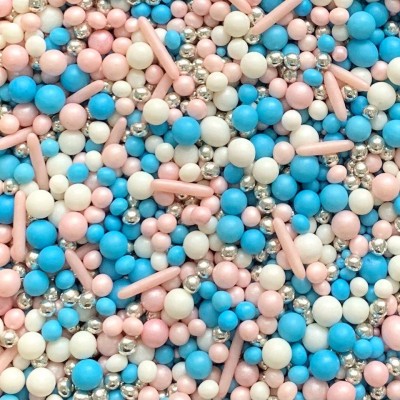 Sprinkles Mix Baby Shower Boy or Girl Ροζ Γαλάζιο Λευκό Ασημί 90gr SugarCraft