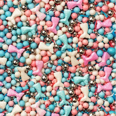 Sprinkles Mix Mermaid Dreams Γαλάζιο Ροζ Λευκό Ασημένιο 90gr SugarCraft 