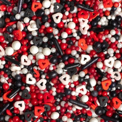 Sprinkles Mix Hearts Kόκκινο Λευκό Μαύρο 90gr SugarCraft 