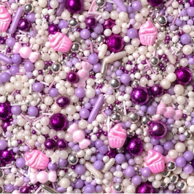 Sprinkles Mix Cupcakes and Candies Ροζ Μωβ Λευκό 90gr SugarCraft 