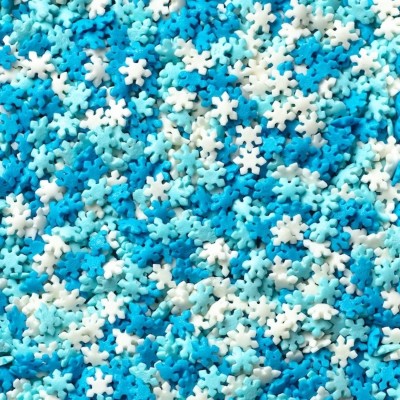 Sprinkles Mix Snowflakes Χιονονιφάδες Λευκό Γαλάζιο Μπλε 90gr SugarCraft