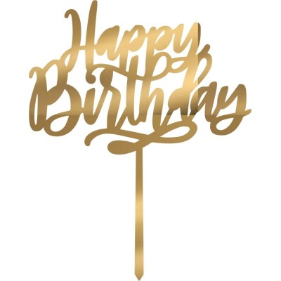 Cake Topper happy birthday Χρυσό καθρέπτης