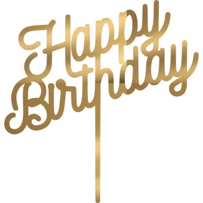 Cake Topper happy birthday Χρυσό καθρέπτης
