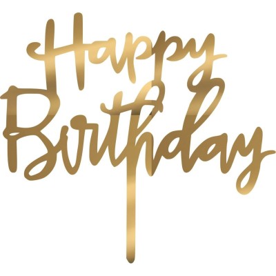Cake Topper happy birthday Χρυσό καθρέπτης