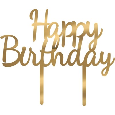 Cake Topper happy birthday Χρυσό καθρέπτης