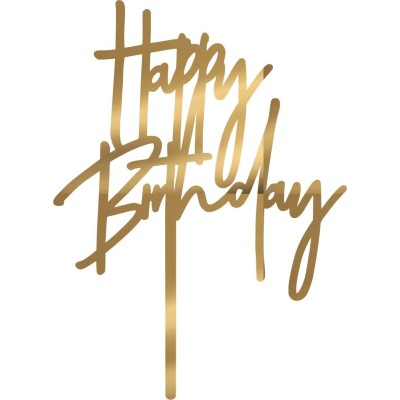 Cake Topper happy birthday Χρυσό καθρέπτης