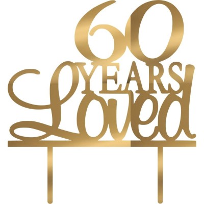 Cake Topper 60 years Loved Χρυσό καθρέπτης