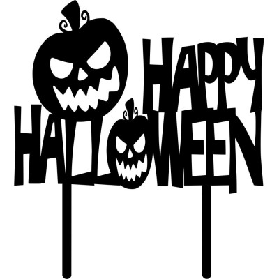 Cake Topper happy Halloween  Μαύρο