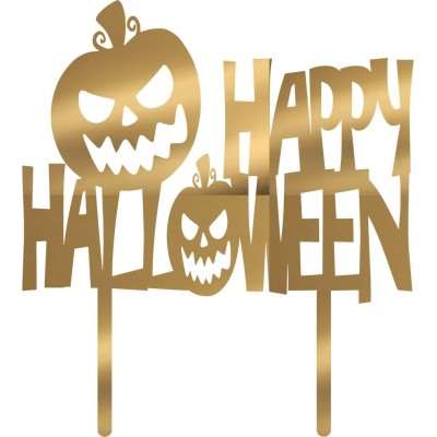 Cake Topper happy Halloween Χρυσό καθρέπτης