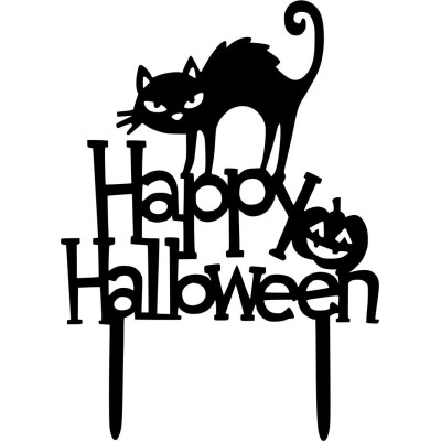 Cake Topper happy Halloween  Μαύρο
