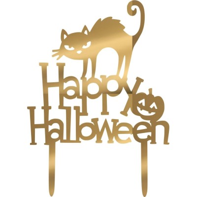Cake Topper happy Halloween  Χρυσό καθρέπτης