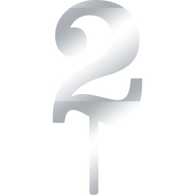 Cake Topper Νο2 Ασημί καθρέπτης