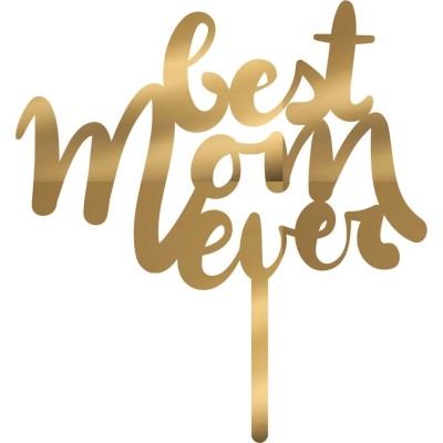 Cake Topper Best mam ever Χρυσό καθρέπτης