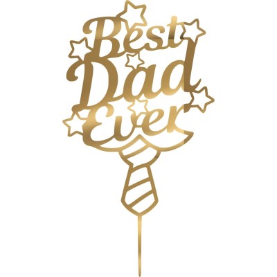 Cake Topper Best Dad ever Χρυσό καθρέπτης
