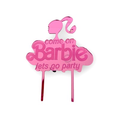 Cake Topper Barbie Ροζ καθρέπτης