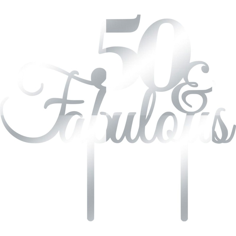 Cake Topper 50 Fabulous Ασημί καθρέπτης