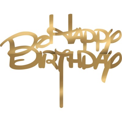 Cake Topper Happy Birthday  Χρυσό καθρέπτης