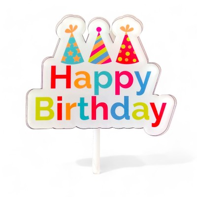 Cake Topper Color Happy Birthday Εκτύπωση σε Plexi Glass
