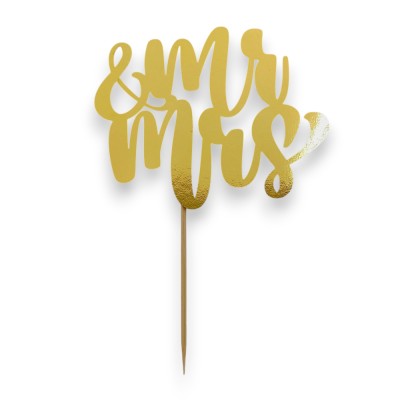 Cake Topper Χάρτινο Χρυσό Mr and Mrs