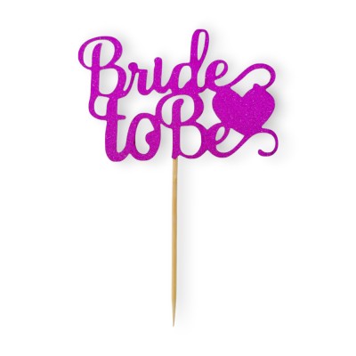 Cake Topper Χάρτινο glitter Φούξια Bride to be