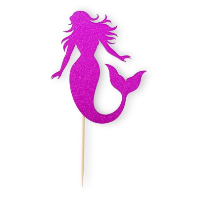 Cake Topper Χάρτινο glitter Φούξια Γοργόνα