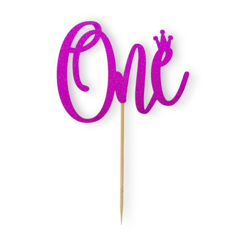 Cake Topper Χάρτινο glitter Φούξια One