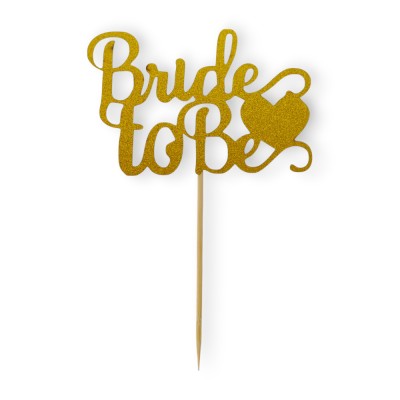 Cake Topper Χάρτινο glitter Χρυσό Bride to be