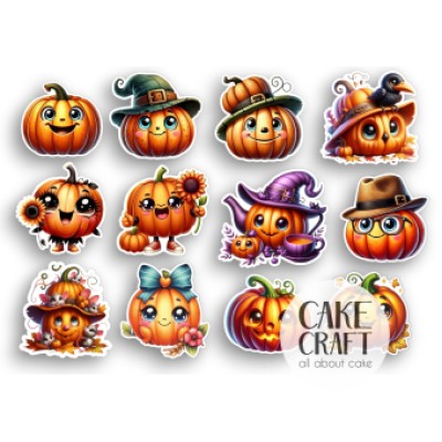 Βρώσιμα Διακοσμητικά σχέδια Halloween Κολοκύθες σετ - 12τμχ