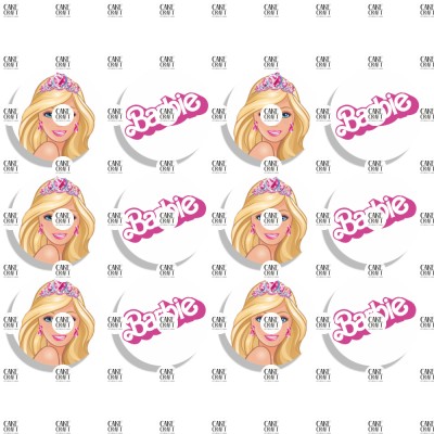 Βρώσιμα Διακοσμητικά σχέδια Barbie στρογγυλά 6cm - 12τμχ