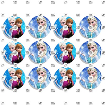 Βρώσιμα Διακοσμητικά σχέδια Frozen Anna Elsa στρογγυλά 6cm - 12τμχ